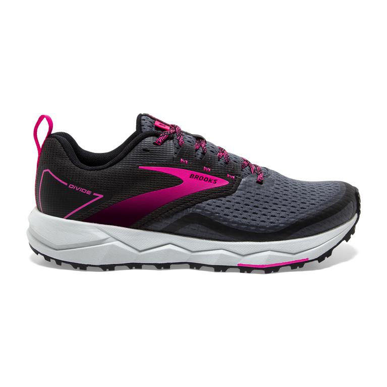 Brooks Divide 2 Outdoor Women's Trail Running Shoes - Black/Ebony/grey Charcoal/Pink (51349-CMXP)